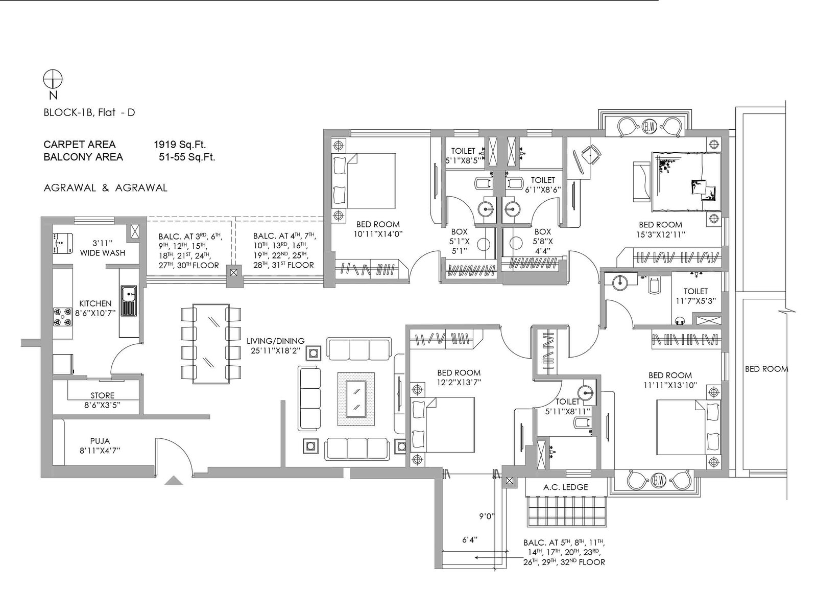 BLOCK-1B, Flat - D