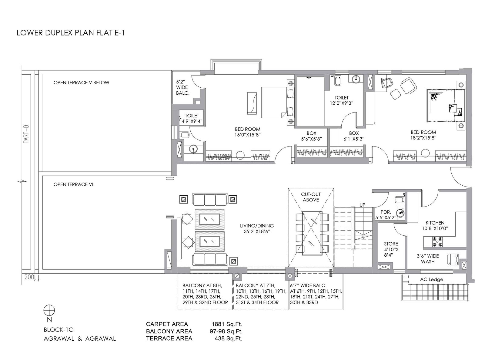 LOWER DUPLEX PLAN FLAT E-1