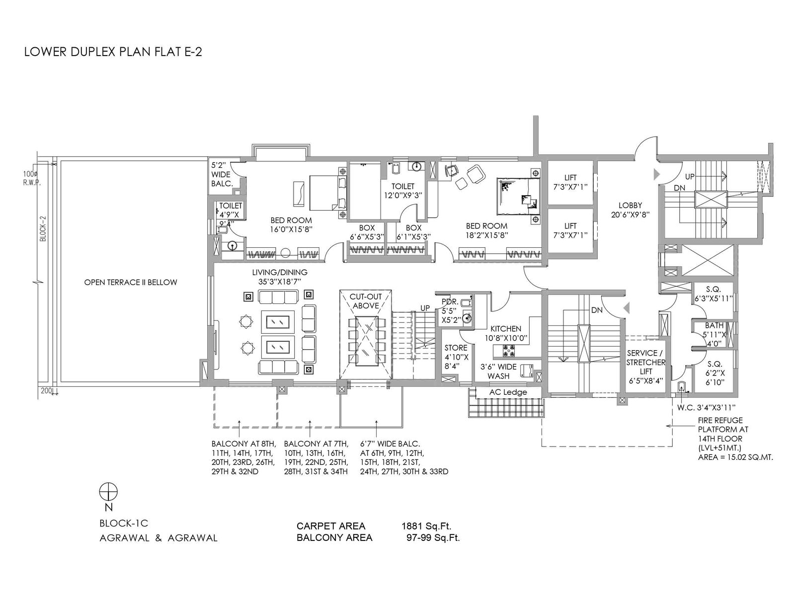 UPPER DUPLEX PLAN FLAT E-2