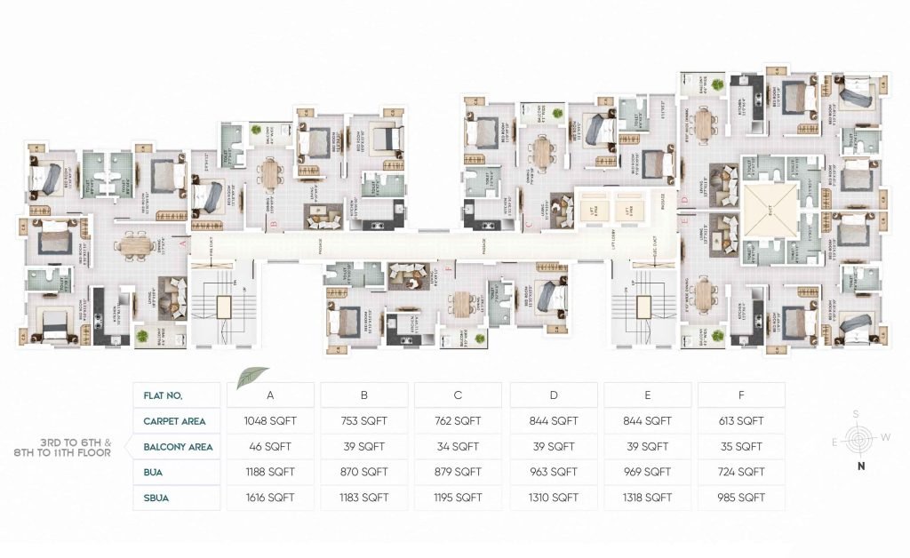 3RD to 6Th & 8TH TO 11TH FLOOR PLAN